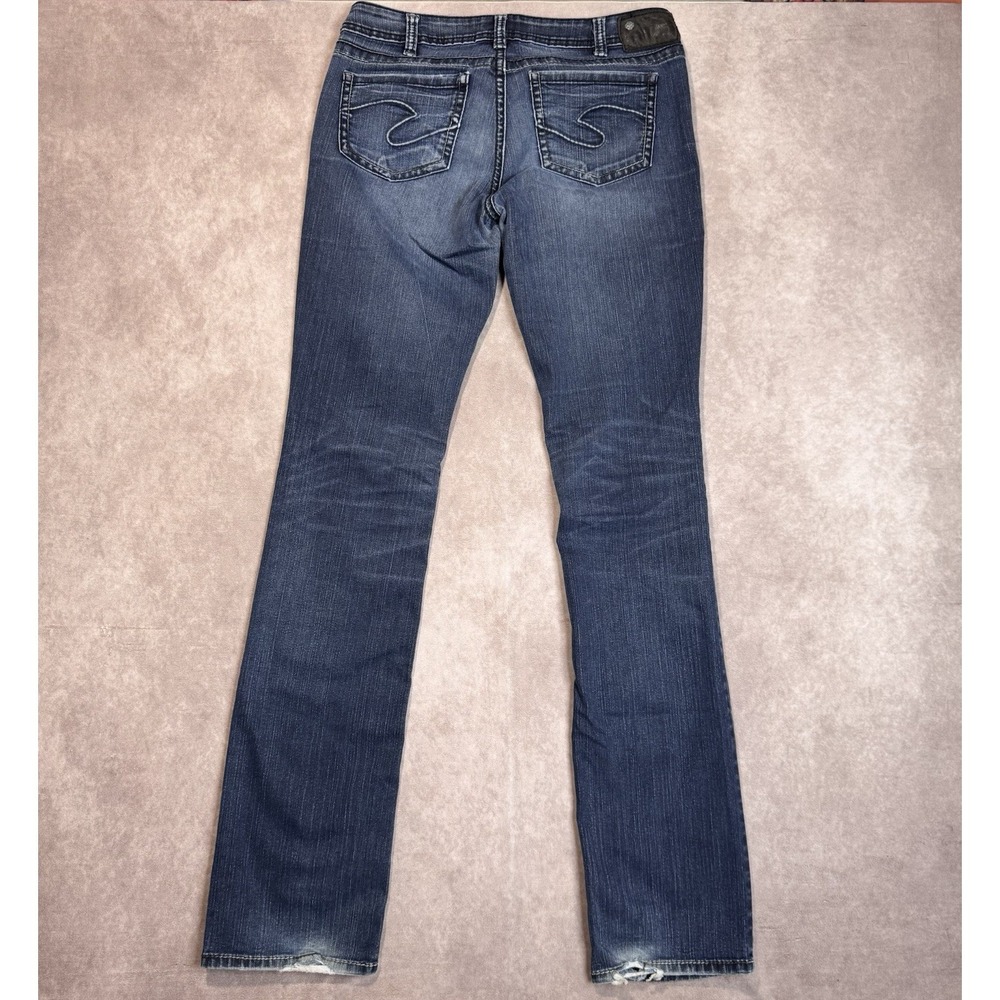 Silver Jeans Womens Size 33x35.5 Aiko Baby Boot Dark Wash Blue Denim Pants Tall - Picture 10 of 14